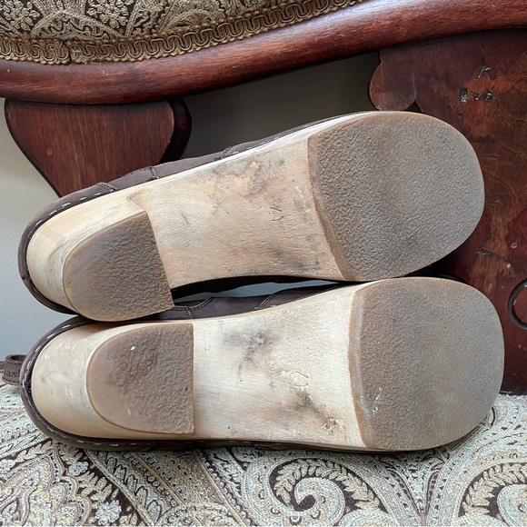 Toffel Swedish Hasbeens Chelsea Low Ankle Boots Clogs Heels Brown Nubuck Size 11 - Picture 6 of 7